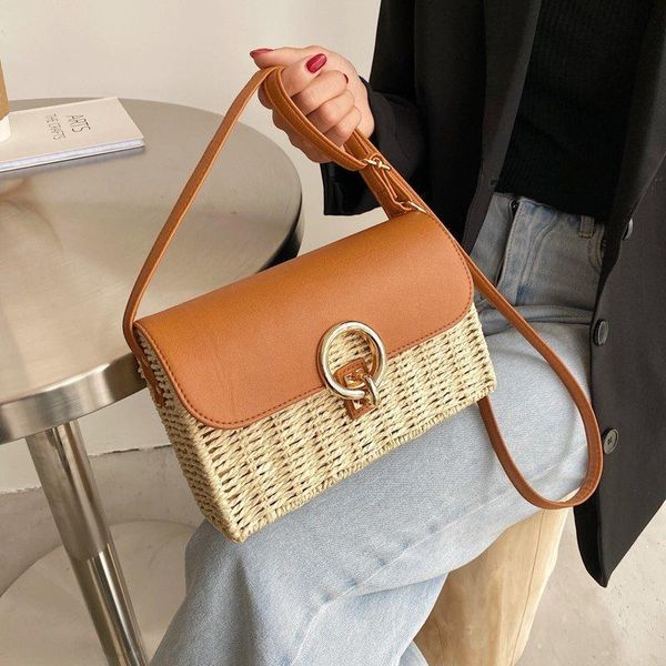 

mini straw crossbody shoulder bags for women 2021 summer luxury handbags and purses beach totes fashion cross body