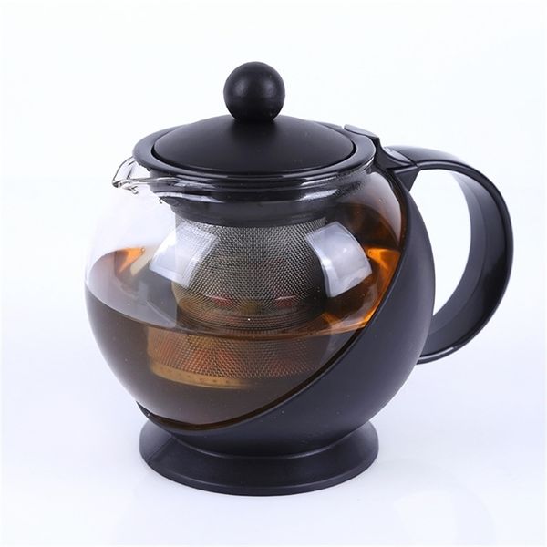 Термостойкий стеклянный чайный горшок из нержавеющей стали Фильтр из нержавеющей стали, пузырьковый чайник Высокотемпературные, устойчивые большой емкости чайник травяной 210813