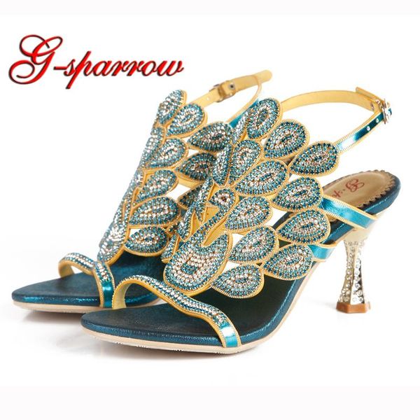 

design back strap women sandals rhinestone high heel dress heels wedding party shoes plus size 44, Black