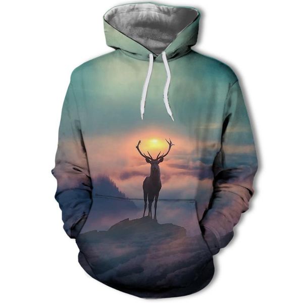 

men's casual shirts spring and autumn fashion hoodie 3d printing anime landscape sportswear harajuku outdoor street hooded long sleeve, White;black