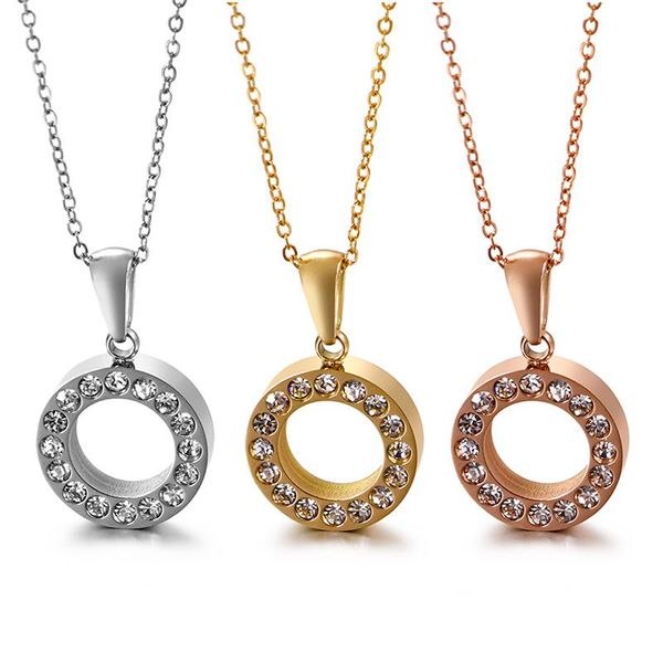 

stones pendant necklace for women 16 inch stainless steel chain silver rose gold round chains