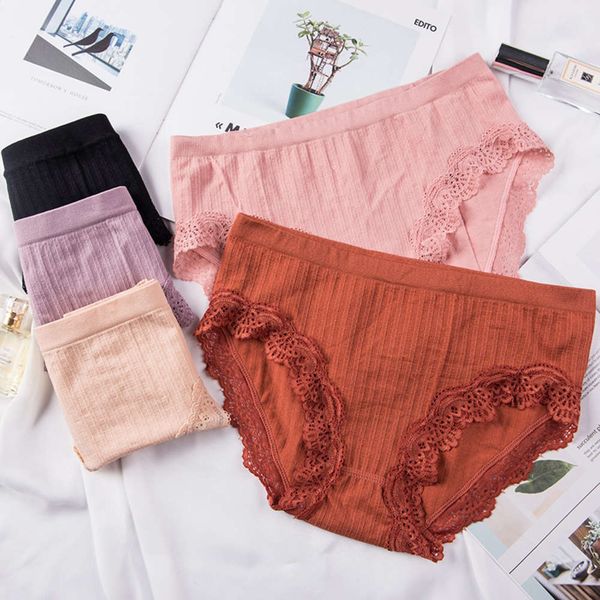 

lace hip high elastic breathable briefs, Black;pink