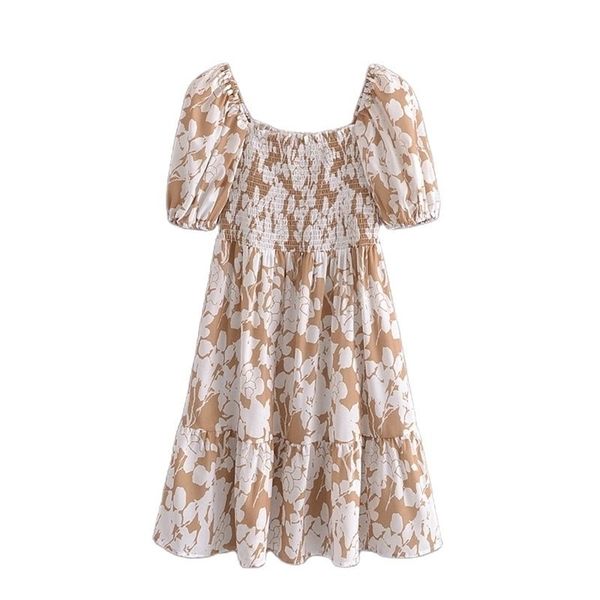 

tangada summer women floral print short dress square neck sleeve ladies mini vestidos 3a148 210701, Black;gray