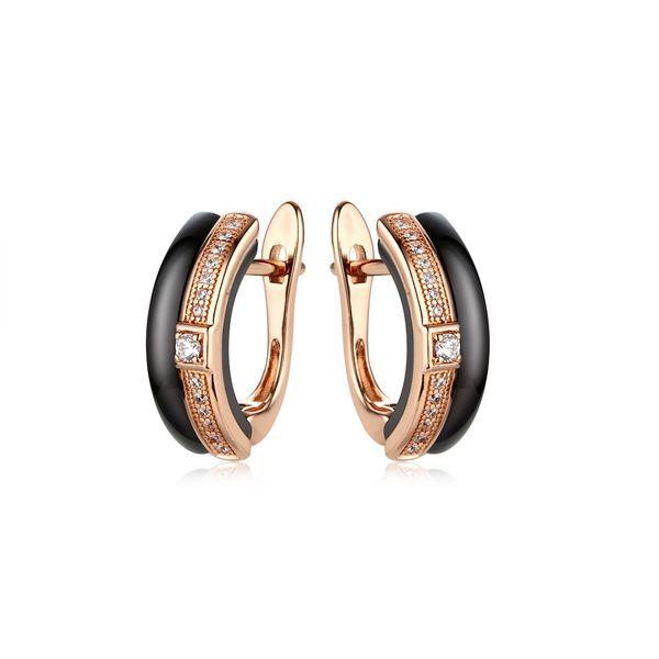 

2021 trend hoop square cubicopper black white ceramic earrings plated gold earing for women gift, Golden