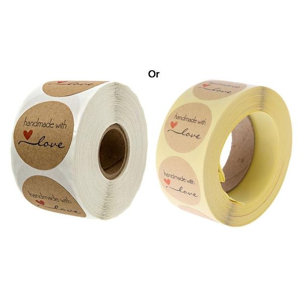 

gift wrap 500pcs round kraft natural handmade with love thank you stickers seals scrapbook diy craft for party wedding decoration