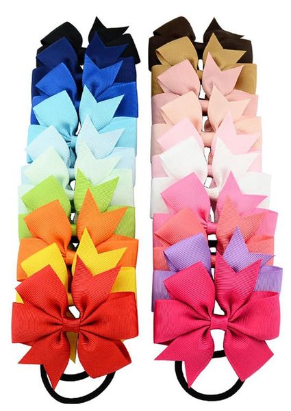 

hair accessories 20pcs (10pairs) baby girl grosgrain ribbon bows ponytail holder boutique elastic tie for teens and young women, Slivery;white