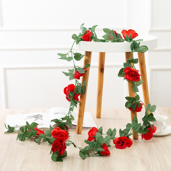 

decorative flowers & wreaths leeiu 2.3m artificial roses ivy vine with leaves wedding flower garland christmas decoration for home fake stri