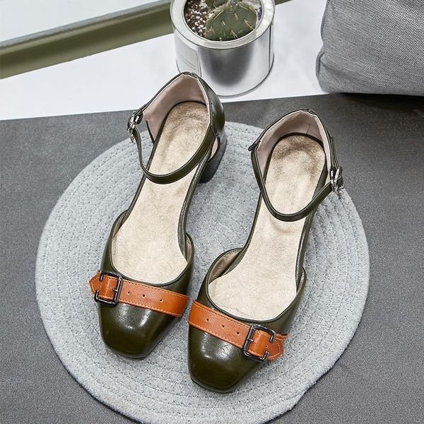 

sandals buckles fashion pumps women 2021 summer cover heel buckle shoes woman, Black