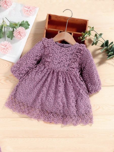 

baby floral embroidery mesh dress she02, Red;yellow