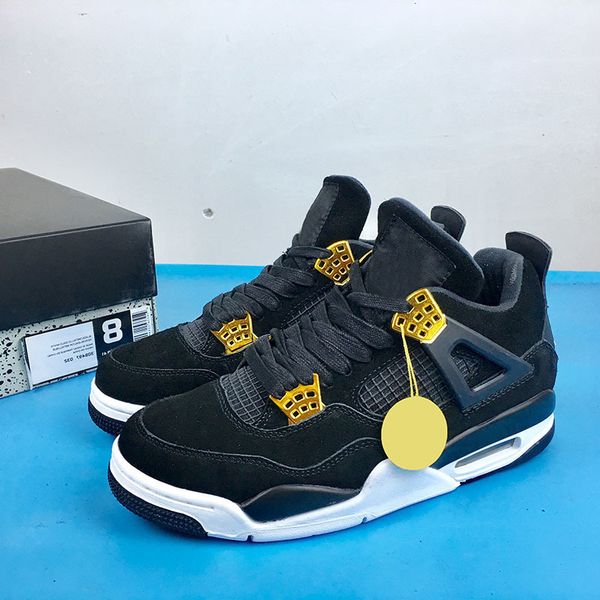 

4 royalty black basketball shoes mens 4s metallic gold-white sports sneakers mens outdoor sports sneakers with