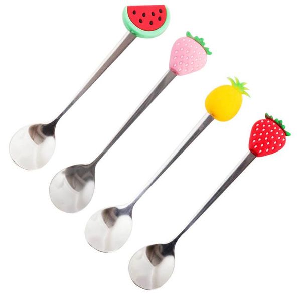 

cute stainless steel fruit fork coffee spoon color pattern tableware simple mixing forks