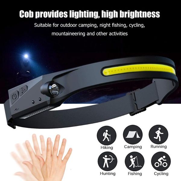 

headlamps 2pcs led cob headlamp rechargeable lighting 200 lumens usb head torch lightweight waterproof headlight