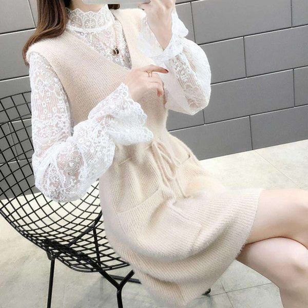 

plaid knitted vest autumn middle long women's fashion style knitting, White