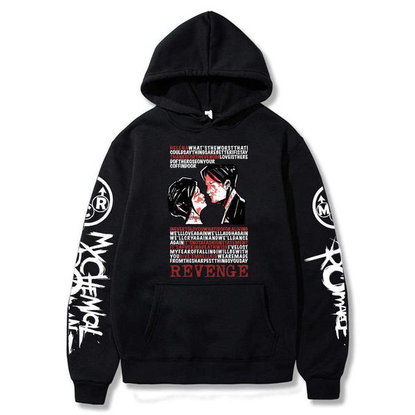 

rock my chemical romance hoodies punk sweatshirt 2021 new printed fashion costume summer kawaii harajuku fans h0823, Black