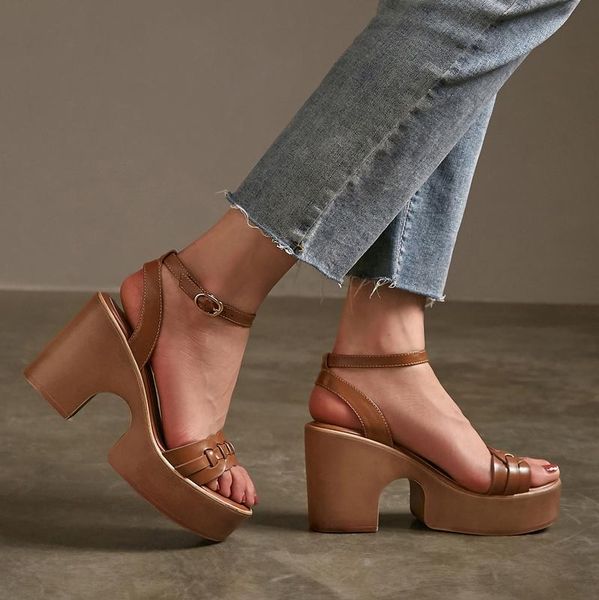 

platform sandals for women genuine leather high heels open toe yellow beach fashion female sandalias de verano para mujer, Black