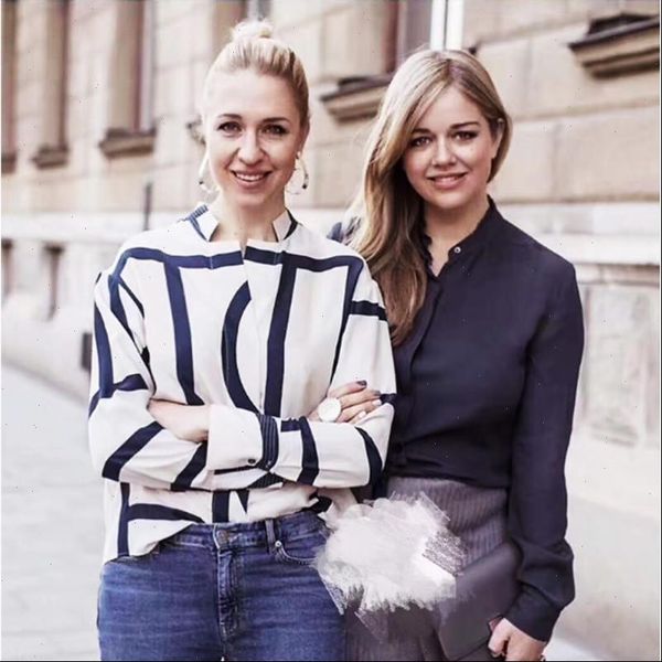 

womens shirt spring irregular geometric pattern loose printed silk turn down collar long sleeve office lady full, White