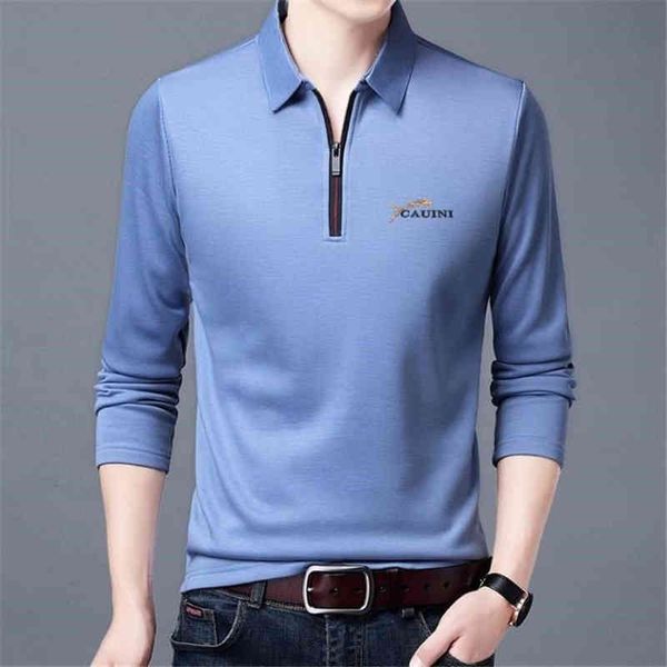 

men's long sve t-shirt spring and autumn medium green solid color polo men's lapel pullover casual bottoming shirt, White;black