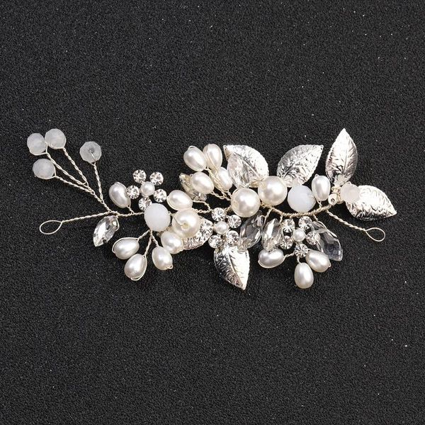 

hair clips & barrettes fashion wedding boho headband for women girls handmade pearl and leaf bride headpiece vines clip accessories ml, Golden;silver
