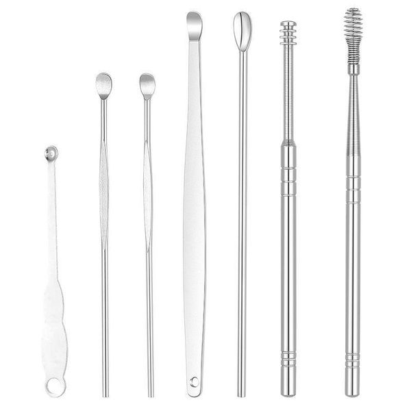 

electric nose & ear trimmers stainless steel pick set, and earwax picking tool, 6 pcs portable storage tube