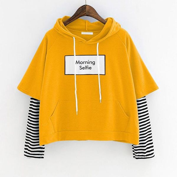 

women's hoodies & sweatshirts 8 colors women autumn sweatshirt hooded harajuku casual long sleeve crop patchwork pullover for female 20, Black