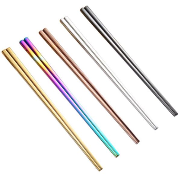 

pair of stainless steel chopsticks reusable for silver plated iron non-slip kitchen household metal
