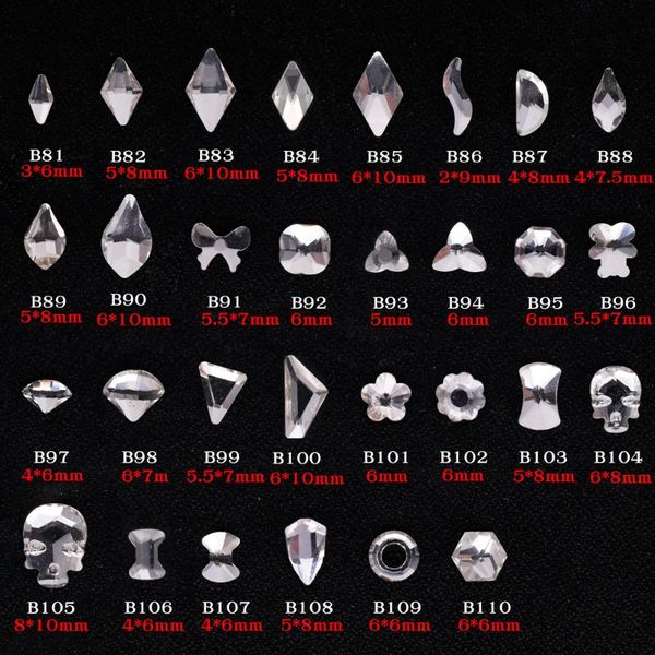 

nail art decorations 100pcs/bag multi shape crystal supplies for professional rhinestone super glitter strass rhinestones, Silver;gold