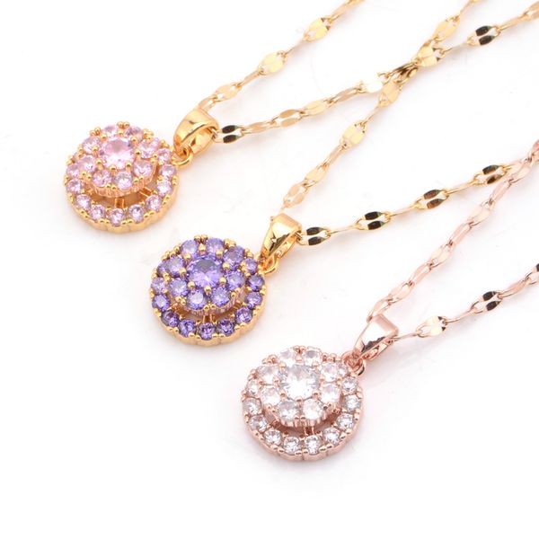 

2020 trend simple titanium steel necklace female flash zircon rotating running necklace accessoriesdio chan contact, Silver