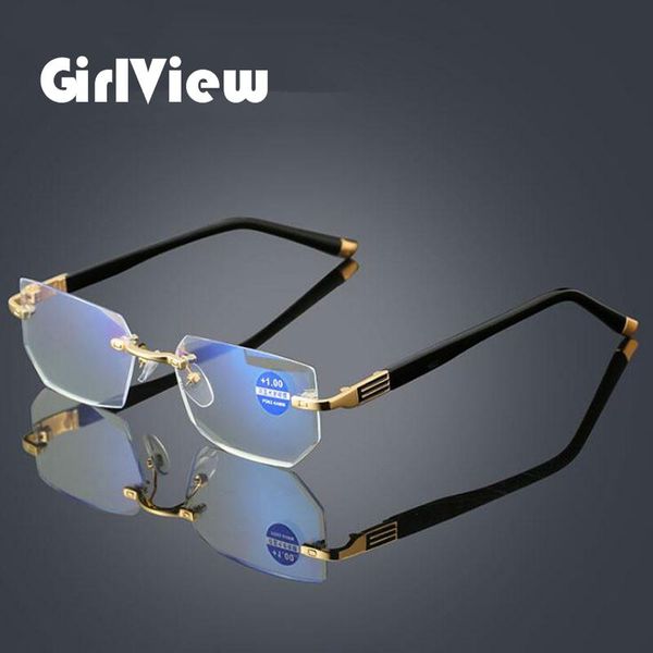 

sunglasses girlview anti-blue light reading glasses frameless trimming metal frame 100~400, White;black