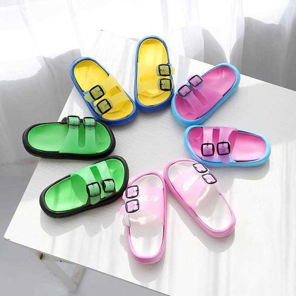 

summer kids slippers for girls beach shoes baby slipper boys home flip flop children outdoor casual korea non-slip light 210712, Black;grey