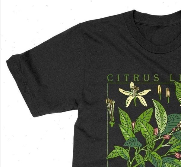 

queen xsx lemon plant women short sleeve o neck botanical garden print art botany bloom fruit flower cotton, White