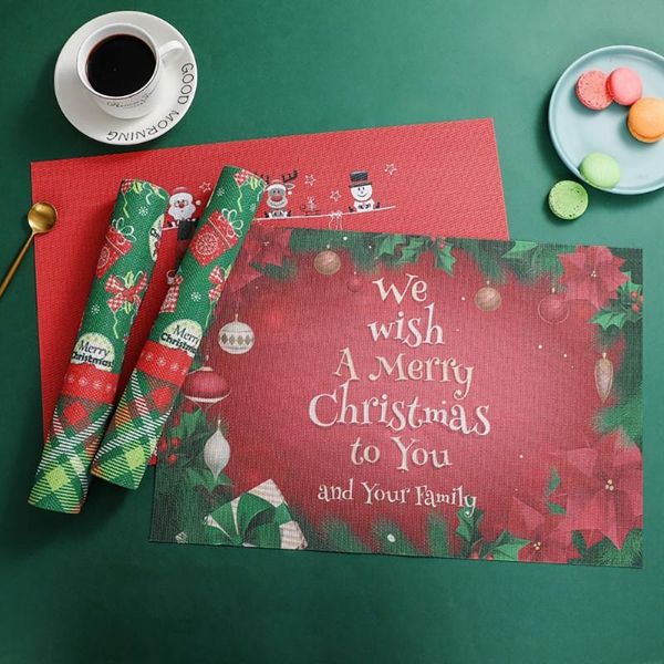 

mats & pads creative christmas pvc placemat colorful santa claus tree elk kitchen table mat home party decoration