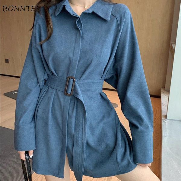 

women's blouses & shirts women full sleeve loose spring student cozy korean style pure color turn down collar female ropa harajuku stre, White