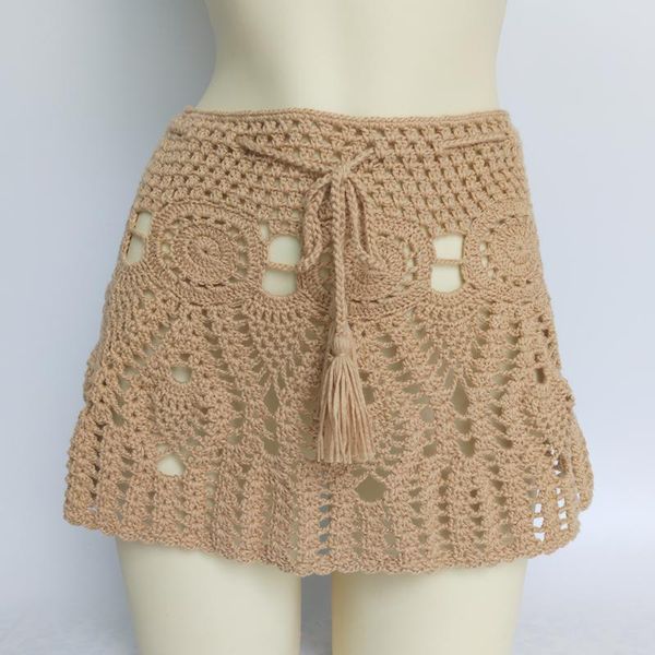 

women's swimwear 2021 crochet tassel beach skirt cotton swimsuit fused casual running lace see through slim mini skirts, White;black