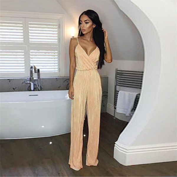

women's jumpsuits & rompers 2021 fashion womens sleeveless sling deep v-neck jumpsuit ladies evening nightout party, Black;white
