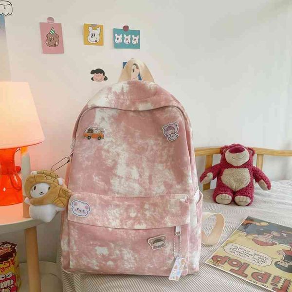 

student backpack junior bag female -capacity korean leisure fashion tie dye sen department small fresh high school