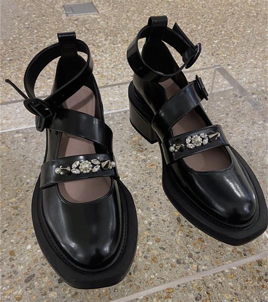 

dress shoes retro black women pumps chunky heel gladiator stiletto crystal straps valentine woman summer boots zapatos mujer