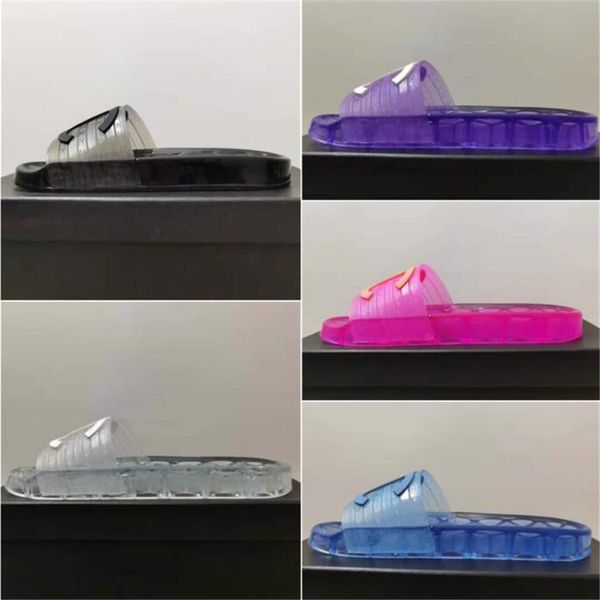 

new men women sandals designers slippers flat slides bottom slipper leather beach shoes sandal transparent jelly flip flops g90212, Black