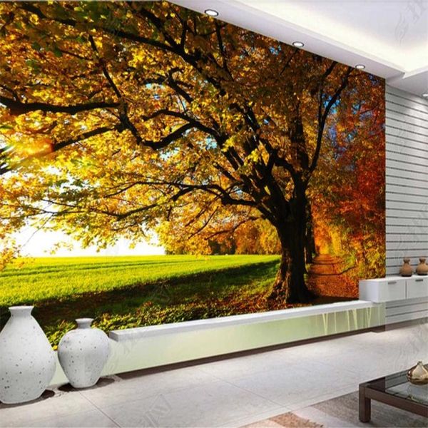 Foglia di acero Autumn 3D Wallpaper V Sfondo muro Beautiful Paesaggio sfondi