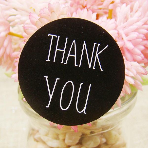 

gift wrap 100pcs/lot thank you sticker labels black paper diameter 3cm for diy hand made /cake