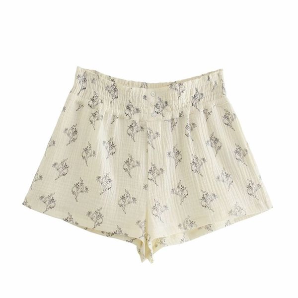 

puwd casual women high waist straight shorts summer fashion ladies beach style sweet female printed 210522, White;black