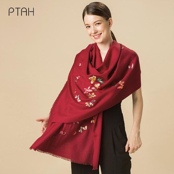 

scarves [ptah] women autumn winter wool shawl wrap comfort stole temperament elegant 210*70cm, Blue;gray