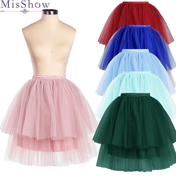 

skirts 2021 fashion tulle skirt high low pleated tutu womens lolita petticoat bridesmaids mini short jupe saias faldas, Black
