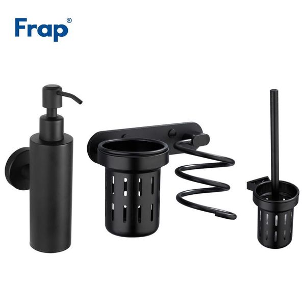 

bath accessory set frap bathroom hardware sets black toilet brush holder hair dryer liquid soap dispenser clean accessories pendant