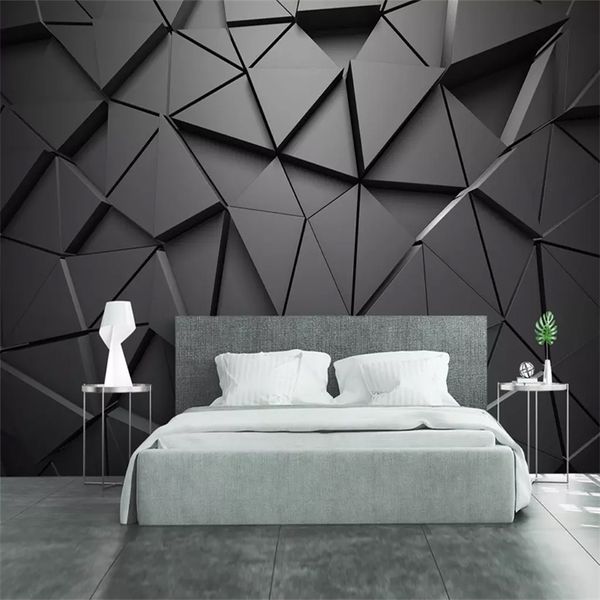 Moderno Creativo 3D Geometrico Astratto Triangolo Grigio Grande Murale Carta Da Parati 3D Soggiorno TV Parete Home Decor Panno Parete 3D Affresco 210722