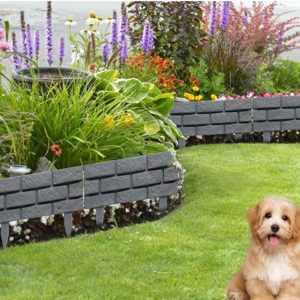 

fencing, trellis & gates 4pcs plastic brick effect lawn garden edging fence plant shrub -path fencing border decoration outdoor supplies
