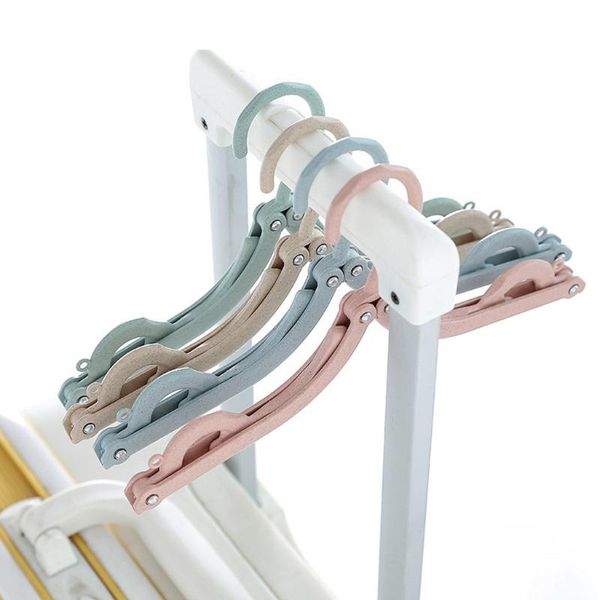 

laundry bags foldable drying rack 4pcs wheat-straw portable clothing hanger with clips travel folding clothes fh5
