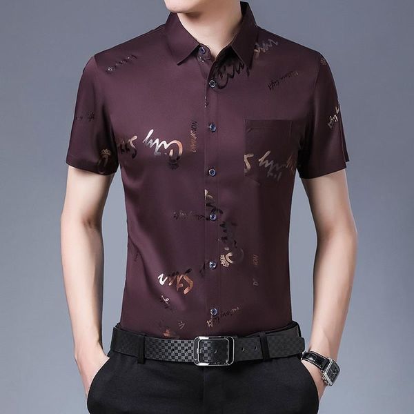 

men's casual shirts ymwmhu men shirt short sleeve smart summer slim fit clothes fashion streetwear for printed plus size, White;black