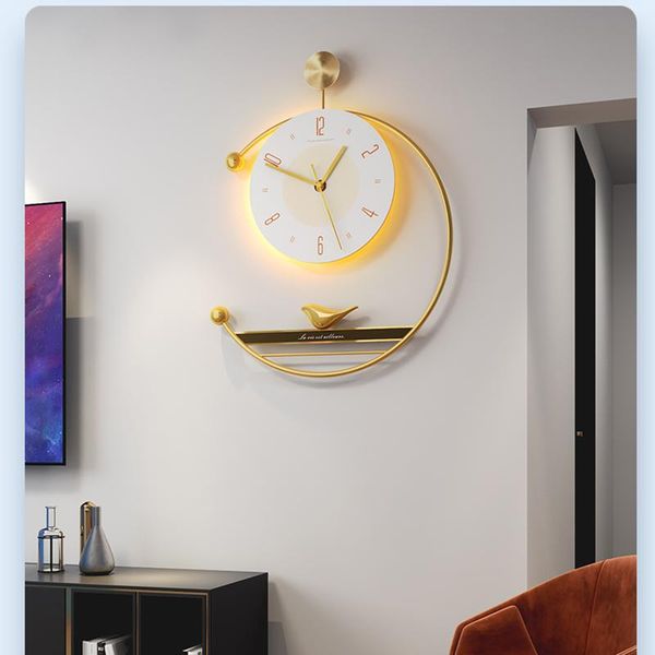 

wall clocks clock living room decoration modern design luminous luxury metal watches nordic minimalist reloj de pared led kc5zb