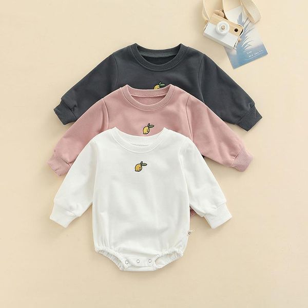 

rompers cute born baby bodysuits infant boys girls pear embroidery long sleeve cotton jumpsuit spring autumn toddler clothing 0-3y, Blue