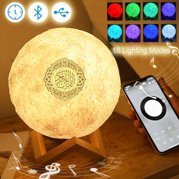

party decoration 3d moon lamp quran speaker galaxy night lights 16 colors change blue tooth eid mubarak decor light gift